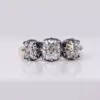 7ctw Cushion Cut Two Tone Vintage Three Stone Engagement Ring