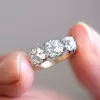 7ctw Cushion Cut Two Tone Vintage Three Stone Engagement Ring