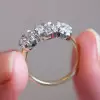 7ctw Cushion Cut Two Tone Vintage Three Stone Engagement Ring