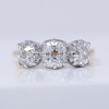 7ctw Cushion Cut Two Tone Vintage Three Stone Engagement Ring