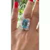 14ct Emerald Cut Aquamarine Cluster Halo Cocktail Ring
