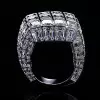 16ctw Emerald Cut White Sapphire Bold Dome Cocktail Ring