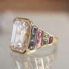 14ct Emerald Cut Art-deco Multicolor Cocktail Ring