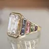 14ct Emerald Cut Art-deco Multicolor Cocktail Ring