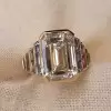 14ct Emerald Cut Art-deco Multicolor Cocktail Ring