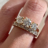 7ctw Round Cut Gold Tone Three Stone Wedding Ring Set