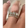 7ctw Round Cut Gold Tone Three Stone Wedding Ring Set