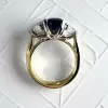 4ct Cushion Cut Blue Sapphire Two Tone Three Stone Ring