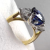 4ct Cushion Cut Blue Sapphire Two Tone Three Stone Ring