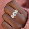 3ct Round Cut White Sapphire Two Tone Three Stone Ring