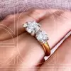 3ct Round Cut White Sapphire Two Tone Three Stone Ring