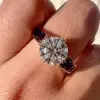 3ct Round Cut White Sapphire Art-deco Engagement Ring