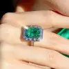 5.3ct Emerald Cut Emerald Halo Cocktail Ring