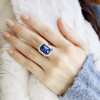 5.3ct Emerald Cut Emerald Halo Cocktail Ring