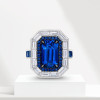5.3ct Emerald Cut Emerald Halo Cocktail Ring