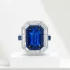 5.3ct Emerald Cut Emerald Halo Cocktail Ring