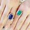 5.3ct Emerald Cut Emerald Halo Cocktail Ring