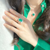5.3ct Emerald Cut Emerald Halo Cocktail Ring