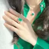 5.3ct Emerald Cut Emerald Halo Cocktail Ring