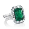 5.3ct Emerald Cut Emerald Halo Cocktail Ring