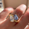 5ctw Cushion Cut Light Blue Sapphire Toi Et Moi Ring