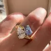 5ctw Cushion Cut Light Blue Sapphire Toi Et Moi Ring