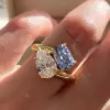5ctw Cushion Cut Light Blue Sapphire Toi Et Moi Ring