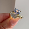 5ctw Cushion Cut Light Blue Sapphire Toi Et Moi Ring