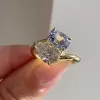 5ctw Cushion Cut Light Blue Sapphire Toi Et Moi Ring