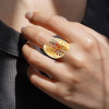 Flush Set Rainbow Sapphire Split Shank Cocktail Ring