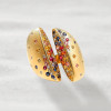Flush Set Rainbow Sapphire Split Shank Cocktail Ring