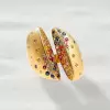 Flush Set Rainbow Sapphire Split Shank Cocktail Ring