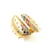 Flush Set Rainbow Sapphire Split Shank Cocktail Ring