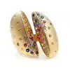 Flush Set Rainbow Sapphire Split Shank Cocktail Ring