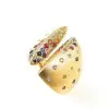 Flush Set Rainbow Sapphire Split Shank Cocktail Ring