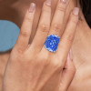 16ctw Oval Cut Blue Sapphire Saddle Cocktail Ring