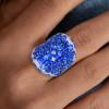 16ctw Oval Cut Blue Sapphire Saddle Cocktail Ring