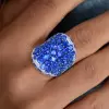 16ctw Oval Cut Blue Sapphire Saddle Cocktail Ring