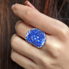 16ctw Oval Cut Blue Sapphire Saddle Cocktail Ring