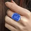 16ctw Oval Cut Blue Sapphire Saddle Cocktail Ring