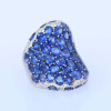 16ctw Oval Cut Blue Sapphire Saddle Cocktail Ring