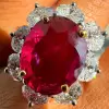 9.3ct Oval Cut Ruby Classic Halo Cocktail Ring