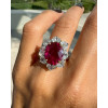 9.3ct Oval Cut Ruby Classic Halo Cocktail Ring