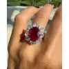 9.3ct Oval Cut Ruby Classic Halo Cocktail Ring