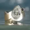 3ct Pear Cut White Sapphire Two Tone Modern Engagement Ring