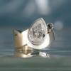 3ct Pear Cut White Sapphire Two Tone Modern Engagement Ring