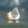 3ct Pear Cut White Sapphire Two Tone Modern Engagement Ring