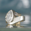 3ct Pear Cut White Sapphire Two Tone Modern Engagement Ring