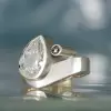 3ct Pear Cut White Sapphire Two Tone Modern Engagement Ring