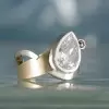 3ct Pear Cut White Sapphire Two Tone Modern Engagement Ring
